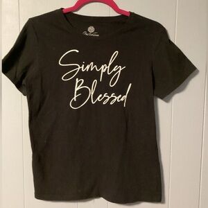 Ladies Size M 8/10 ‘Simply Blessed’ Black Short Sleeve Tee Cotton Blend